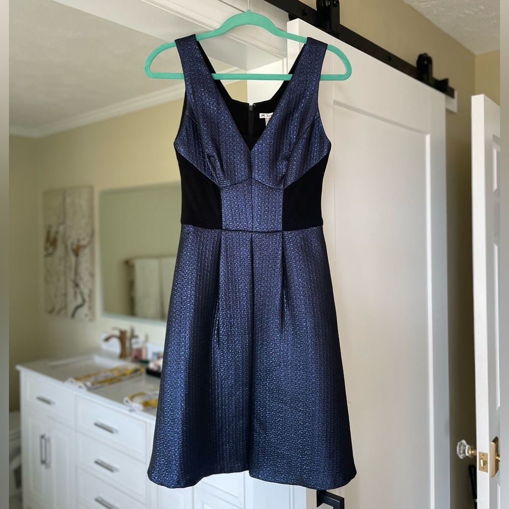 Yoana Baraschi Black and Blue Metallic Mini Dress